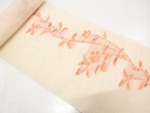 アンティーク　紗　草花模様織り出し　名古屋帯地反物